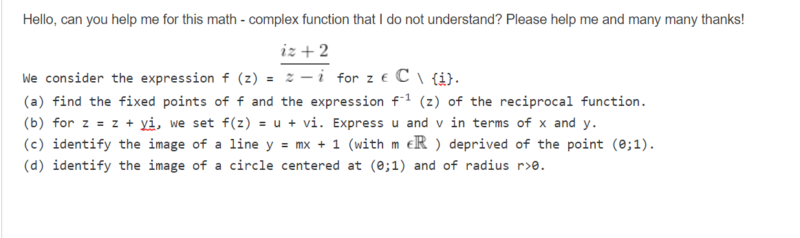 Solved Hello, can you help me for this math - complex | Chegg.com