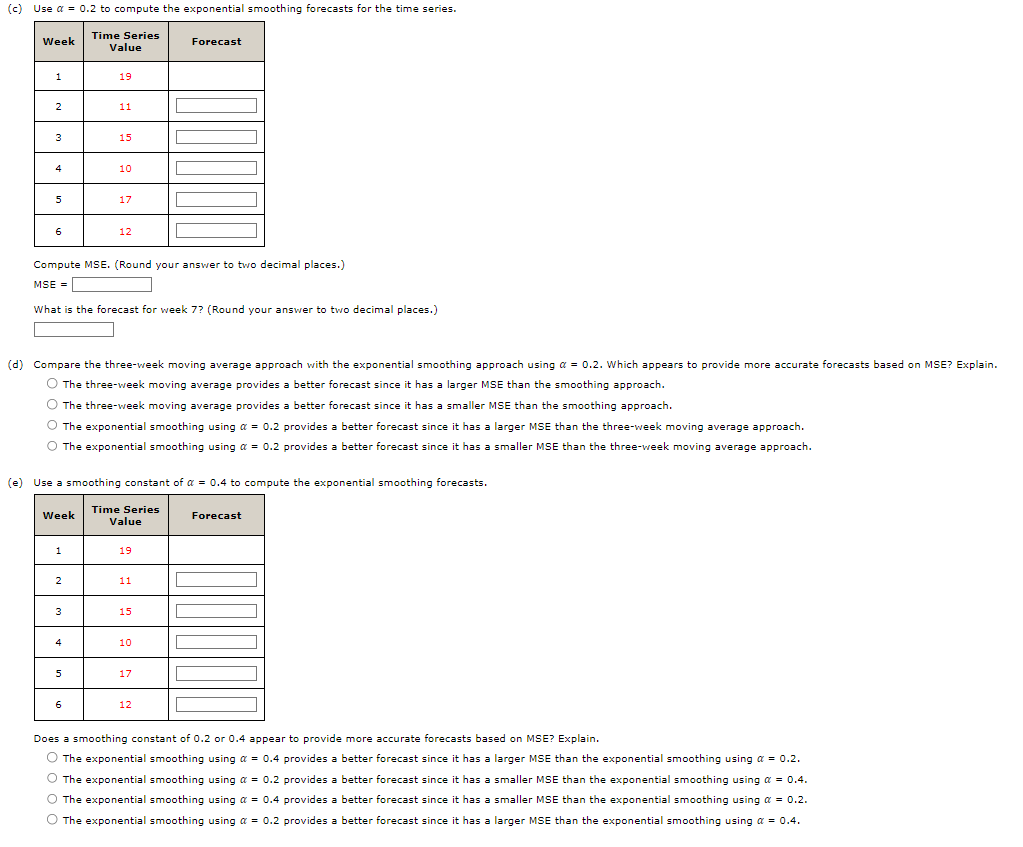 Solved Consider The Following Time Series Data. (a) 