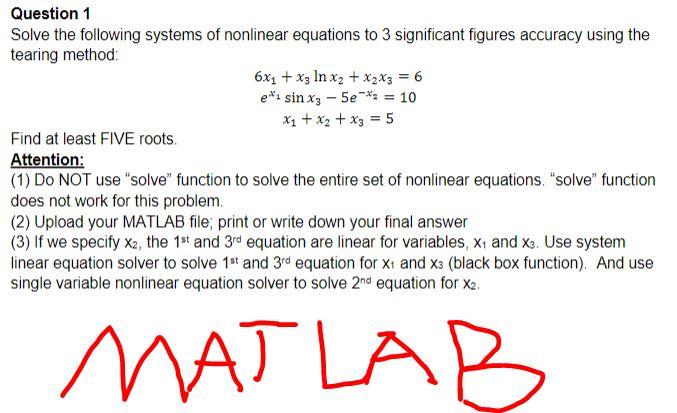 Solved 3) Nonlinear system cannot be نقطة واحدة analysed by