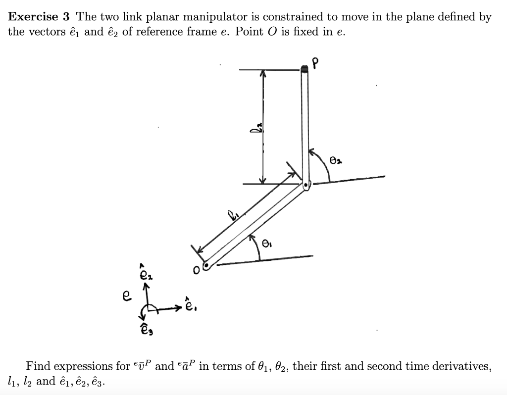 Solved Exercise 3 The two link planar manipulator is | Chegg.com