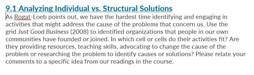 9.1 Analyzing Individual vs. Structural Solutions As | Chegg.com