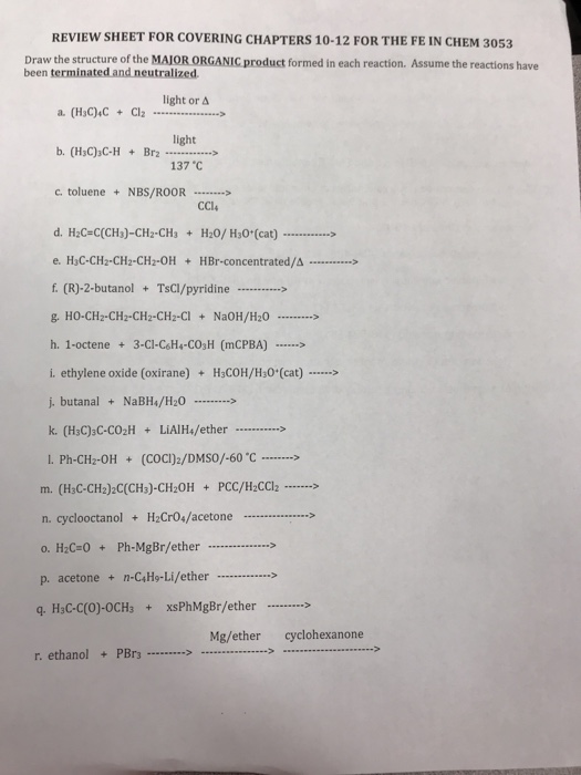 Solved REVIEW SHEET FOR COVERING CHAPTERS 10-12 FOR THE FE | Chegg.com