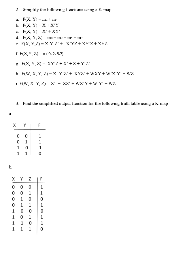 Solved 1 Generate The Function F For The Following K Maps