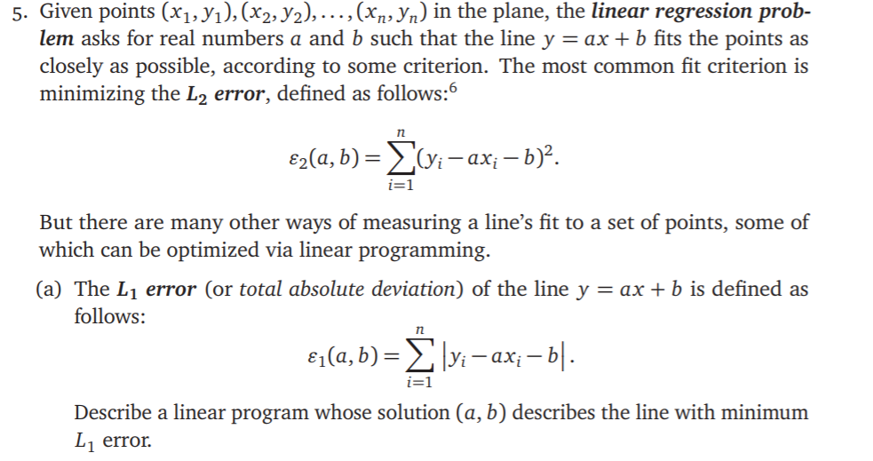 Solved The L1 error (or total absolute deviation) of the | Chegg.com