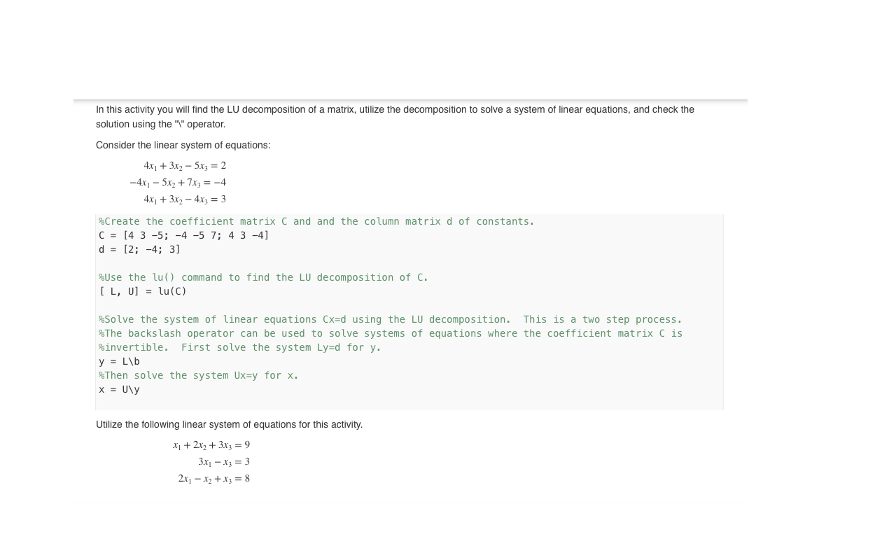 Solved In This Activity You Will Find The LU Decomposition | Chegg.com