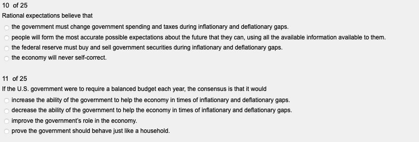 10 of 25 rational expectations believe that the chegg