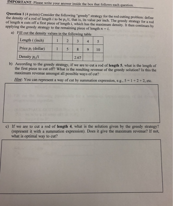 Solved IMPORTANT: Please Write Your Answer Inside The Box | Chegg.com