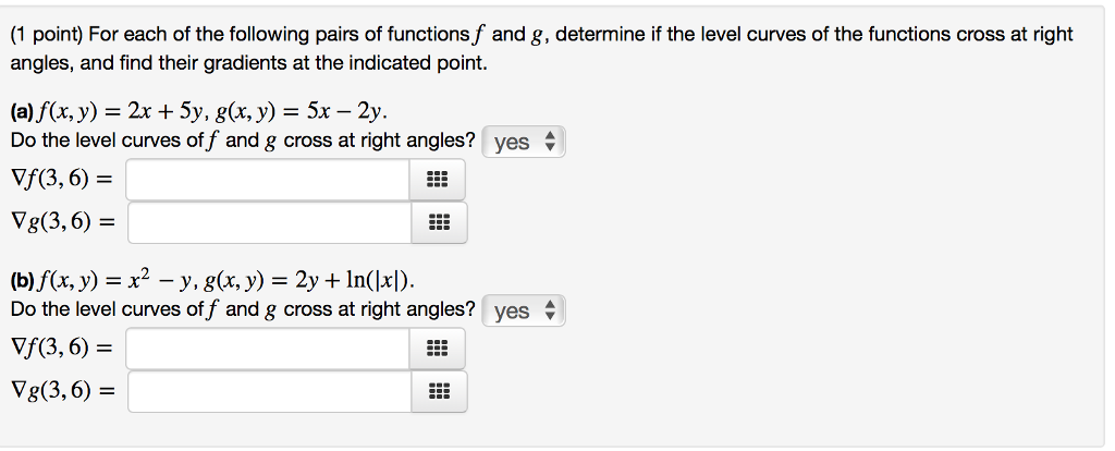 Solved (1 point) For each of the following pairs of | Chegg.com