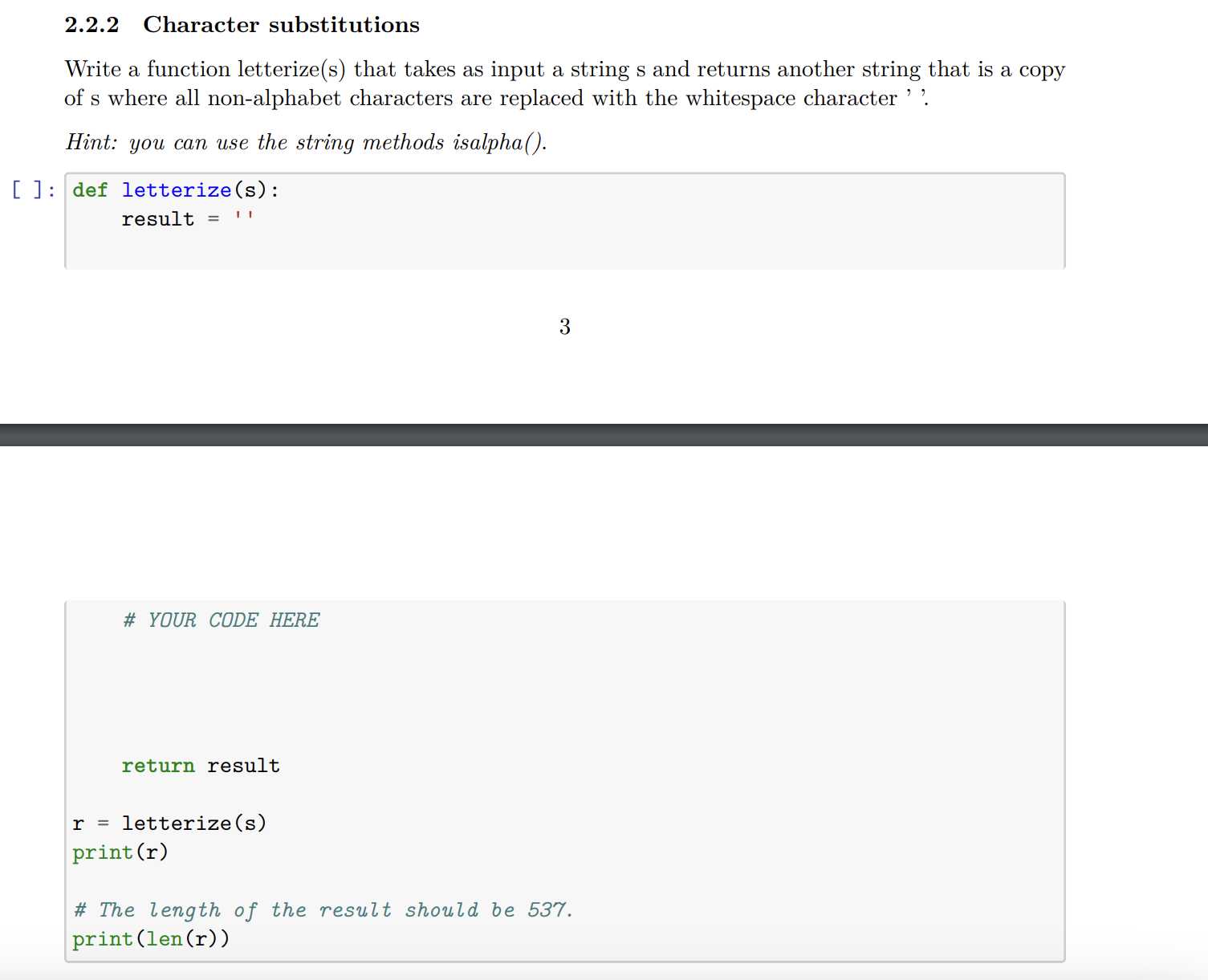 Solved 2.2.2 Character substitutions Write a function | Chegg.com