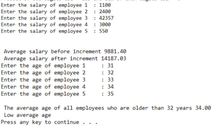 Solved Write a C program that calculates the average salary, | Chegg.com