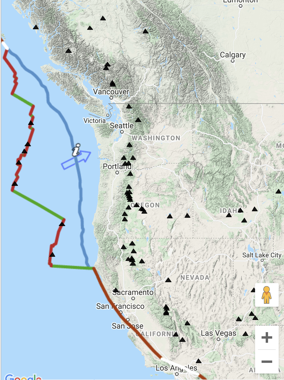 Solved Observe the Cascade Volcanoes from northern | Chegg.com