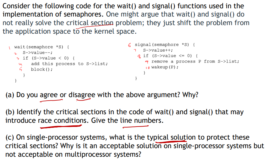 Solved Consider the following code for the wait() and | Chegg.com