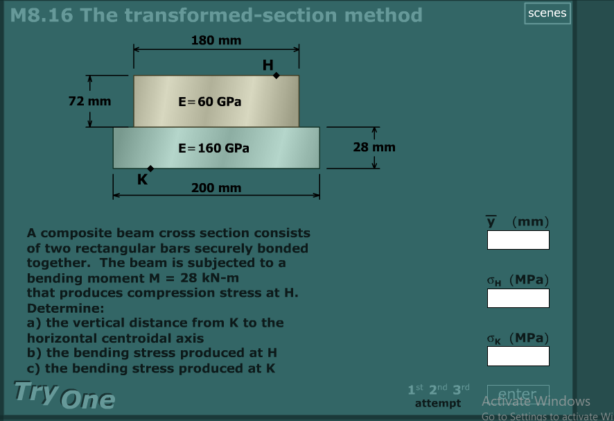 Transform Section Method Solved scenes M8.16 The transformed-section method 180 mm H | Chegg.com