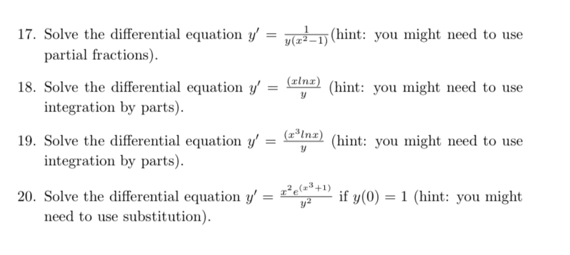 Solved 17. Solve the differential equation y' = y(x2-1) | Chegg.com