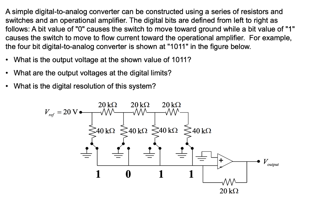 Solved A simple digital-to-analog converter can be Circuit Diagram