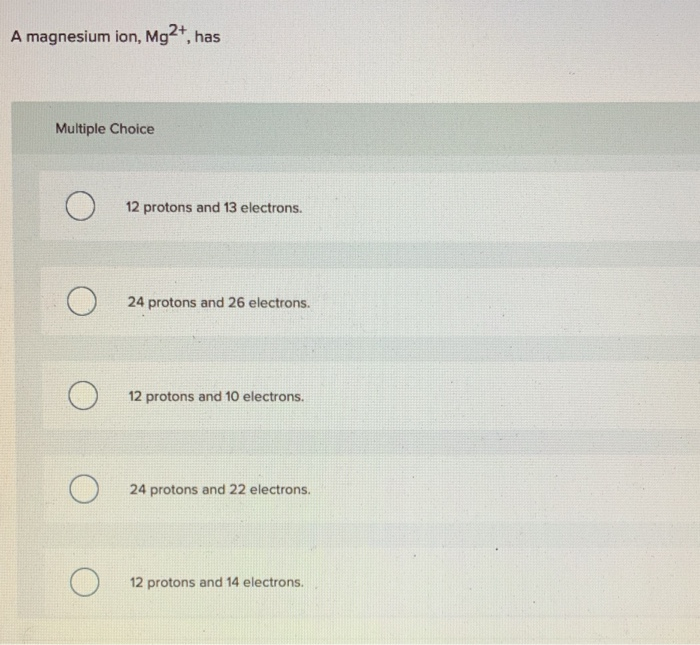 Solved A Magnesium Ion, Mg2, Has Multiple Choice 12 Proto...