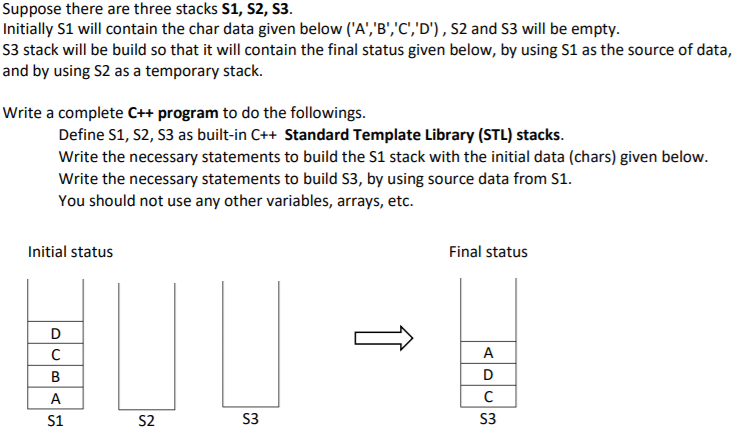 Solved Suppose There Are Three Stacks S1 S2 S3 Initially 8845