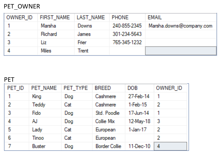 Solved For the following tables write the required SQL | Chegg.com