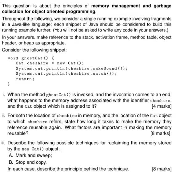 Solved This question is about the principles of memory | Chegg.com