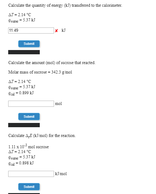 Solved Calculate the quantity of energy (kJ) transferred to