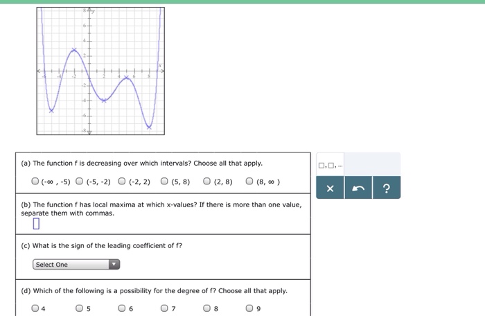 Solved (a) The function f is decreasing over which | Chegg.com