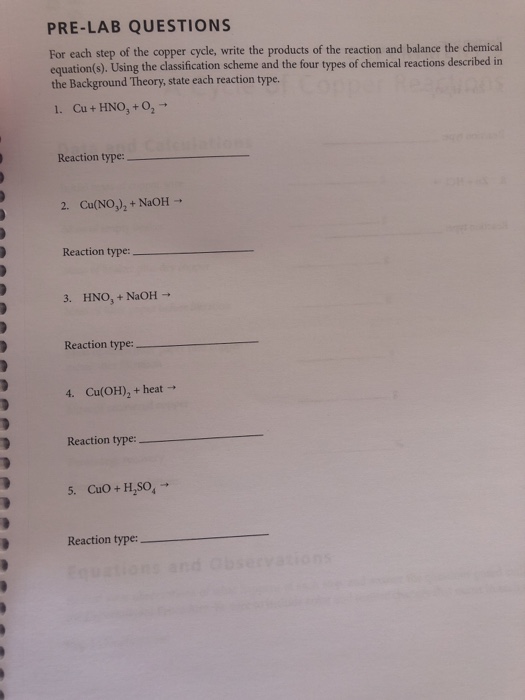 Solved PRE-LAB QUESTIONS For each step of the copper cycle, | Chegg.com