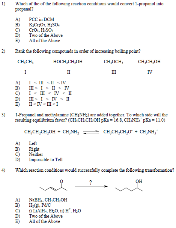 Solved Which of the of the following reaction conditions | Chegg.com