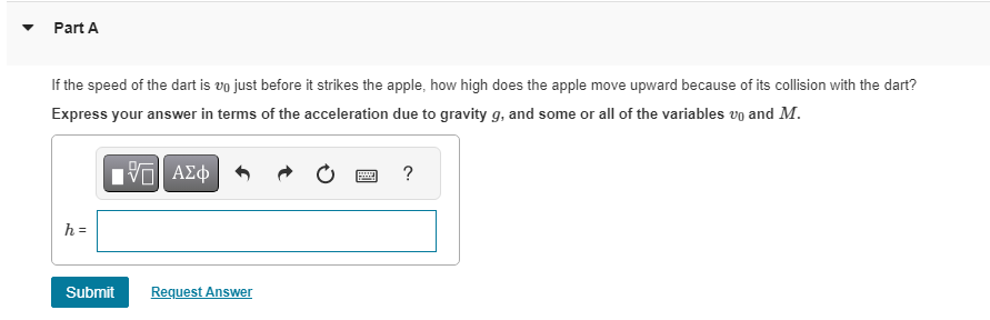 Solved An apple with mass M is hanging at rest from the | Chegg.com