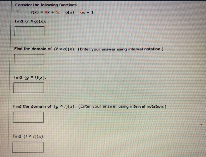Solved Consider the following functions. Rx) 4x + 5, g(x) = | Chegg.com