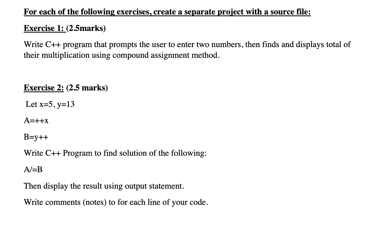 Solved For Each Of The Following Exercises, Create A | Chegg.com