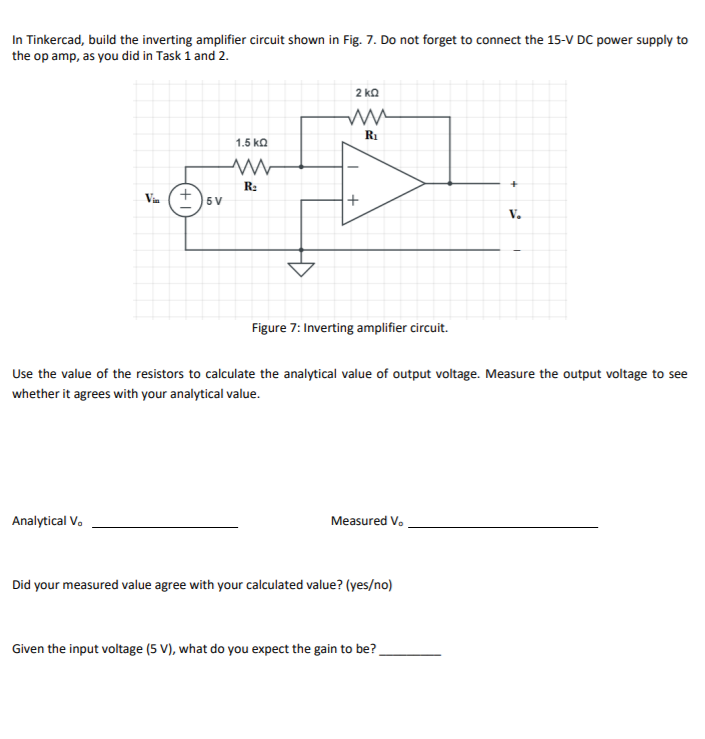 Solved In Tinkercad, build the inverting amplifier circuit | Chegg.com ...