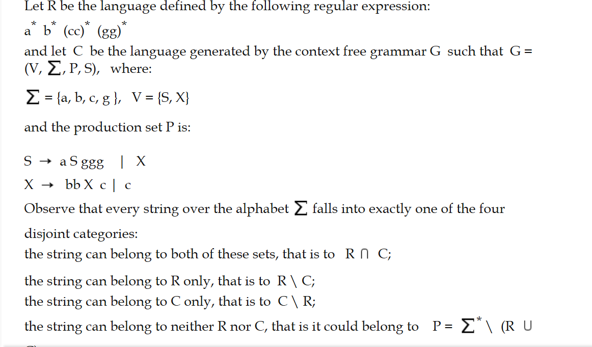 Solved Let R Be The Language Defined By The Following Reg Chegg Com