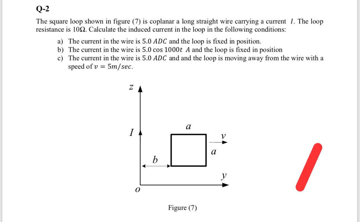 Solved Q-2 The square loop shown in figure (7) is coplanar a | Chegg.com