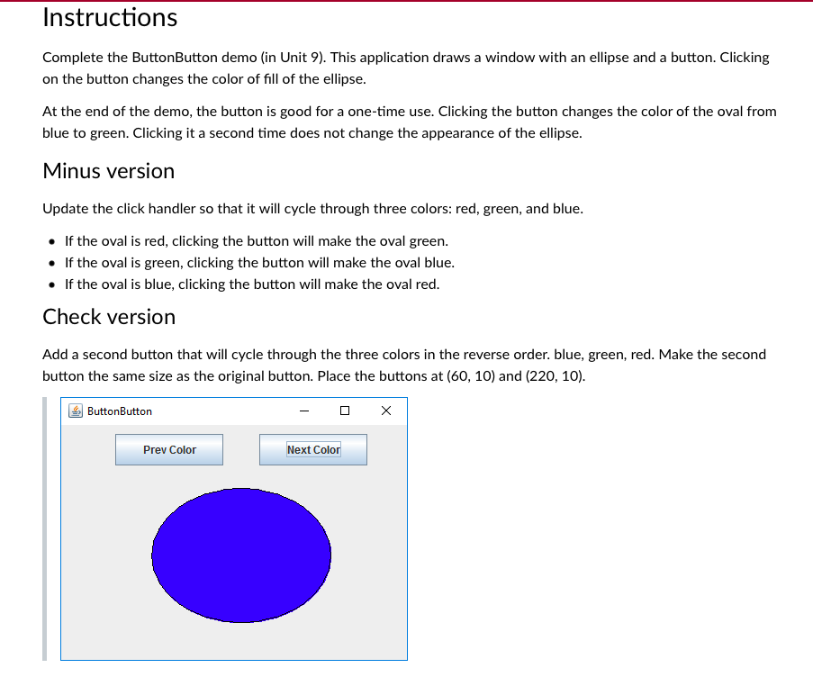 Solved Instructions Complete the ButtonButton demo (in Unit | Chegg.com