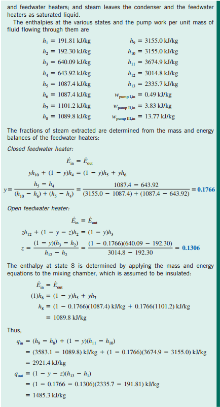 EXAMPLE 10-6 The Ideal Reheat-Regenerative Rankine | Chegg.com