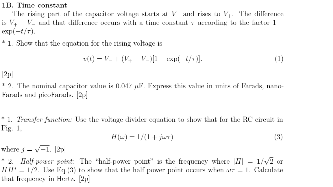 Solved 1B. Time constant The rising part of the capacitor | Chegg.com