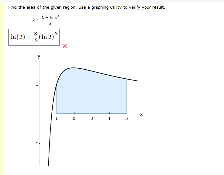 Solved Find the area of the given region. Use a graphing | Chegg.com