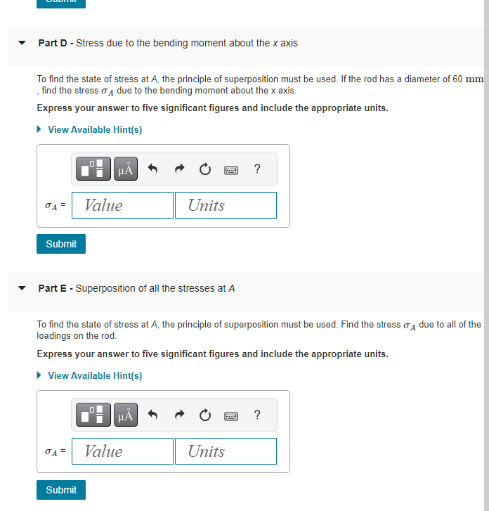 Solved Learning Goal: To determine the state of stress in a | Chegg.com