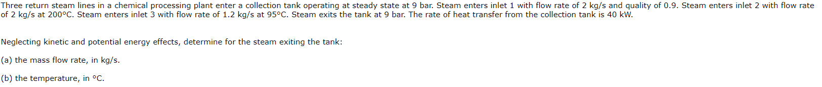 Solved Three return steam lines in a chemical processing | Chegg.com