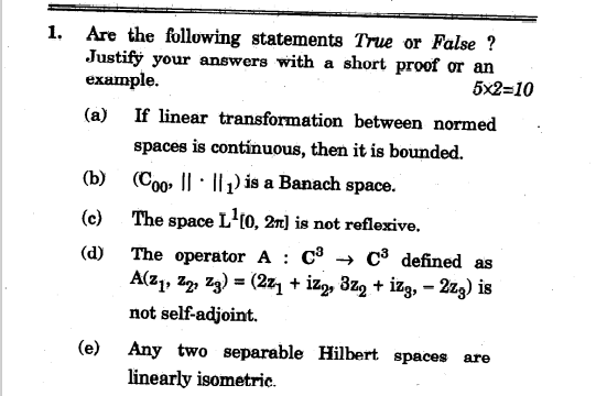 Solved 1 Are The Following Statements True Or False 7614