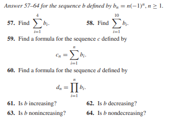 Solved 10 Сл Answer 57–64 For The Sequence B Defined By B = | Chegg.com