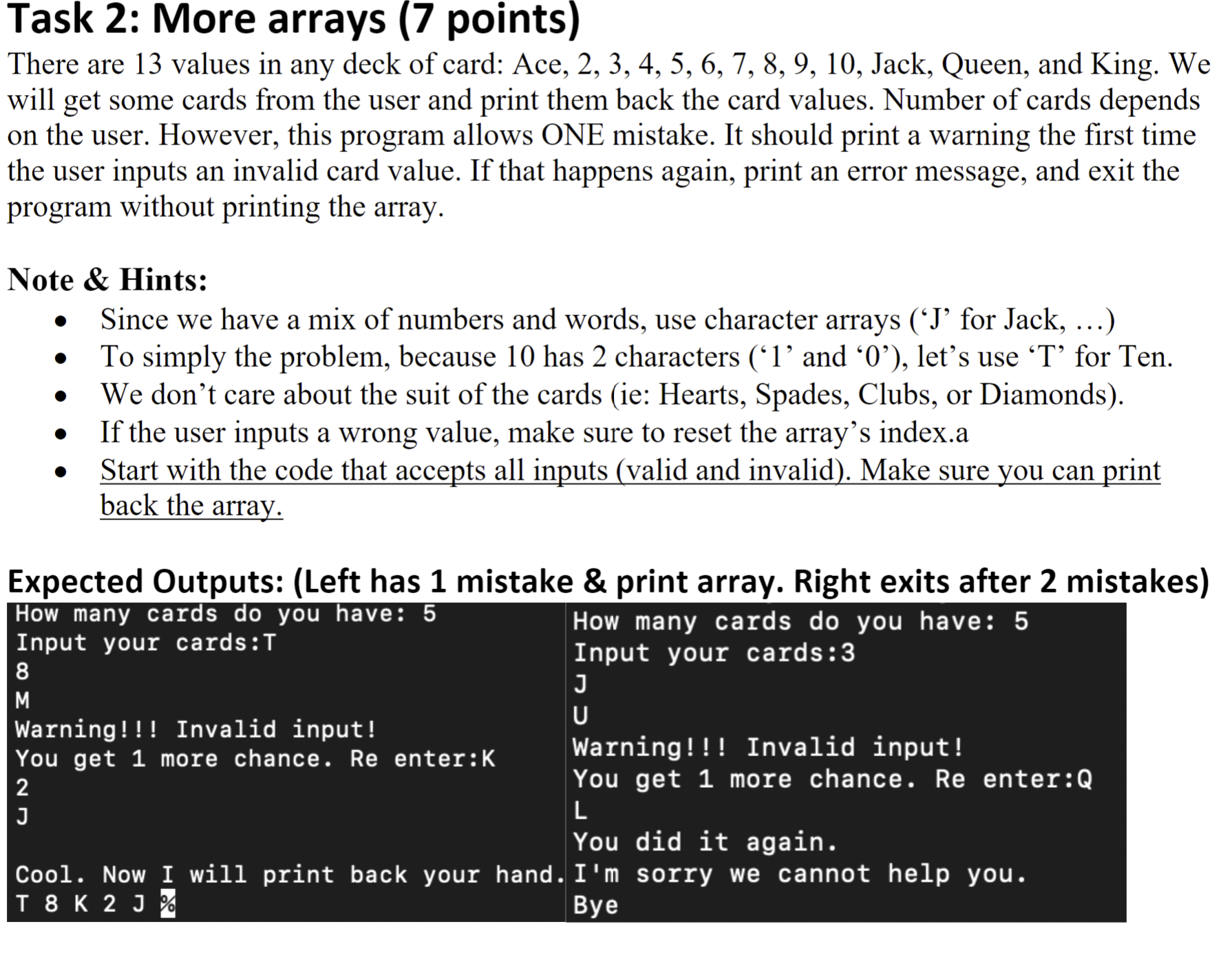 Solved Task 2: More arrays (7 points) There are 13 values in | Chegg.com