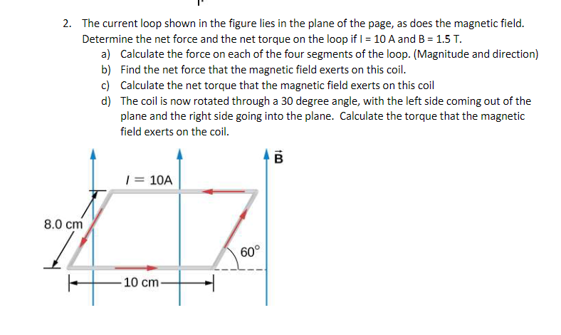 Solved 2. The current loop shown in the figure lies in the | Chegg.com