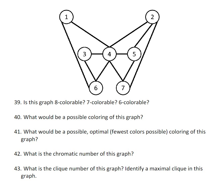 39. Is this graph 8-colorable? 7-colorable? | Chegg.com