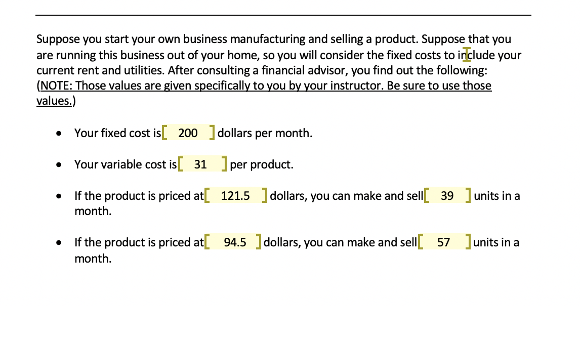 Solved Suppose you start your own business manufacturing and | Chegg.com