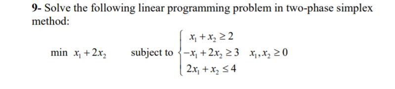 Solved 9- Solve the following linear programming problem in | Chegg.com
