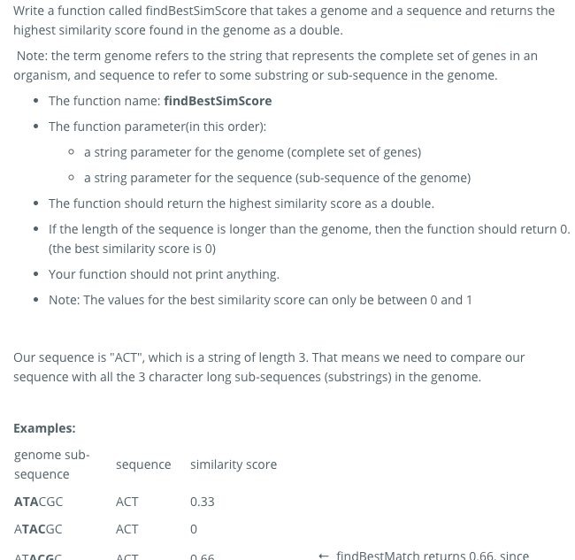 Solved Write a function called findBestSimScore that takes a | Chegg.com