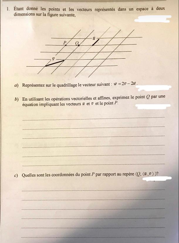 1 tant Donn Les Points Et Les Vecteurs Repr sent s Chegg