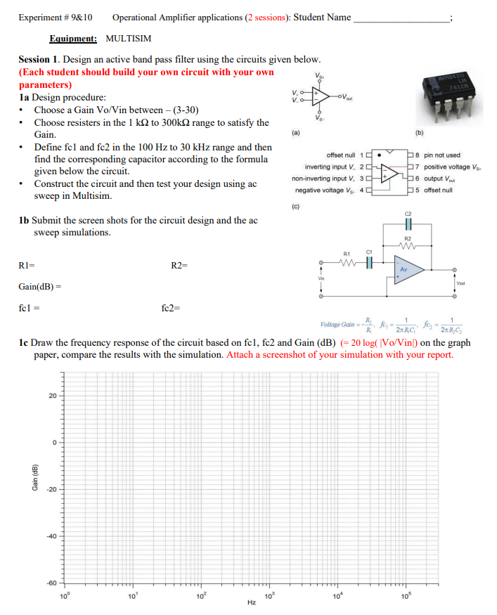 experiment on operational amplifier