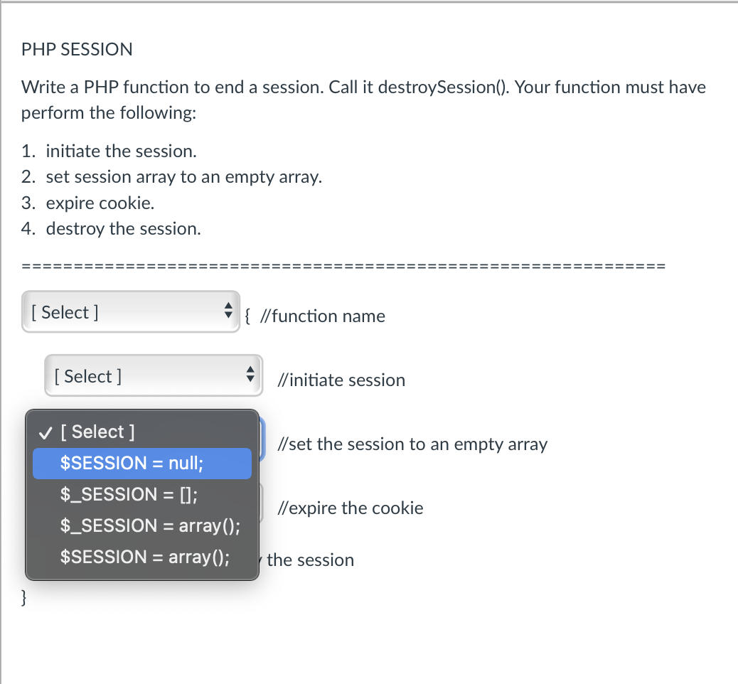 Solved PHP SESSION Write a PHP function to end a session. | Chegg.com